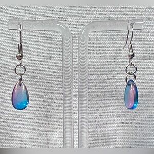 Blue & Pink Teardrop Earrings
